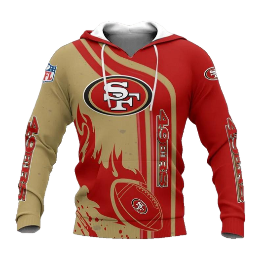 San Francisco 49ers Fire Ball NFL 3D All Over Print Hoodie -Moonbestprint