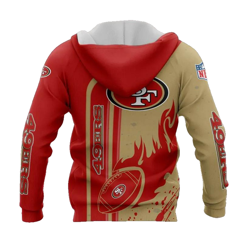 San Francisco 49ers Fire Ball NFL 3D All Over Print Hoodie -Moonbestprint