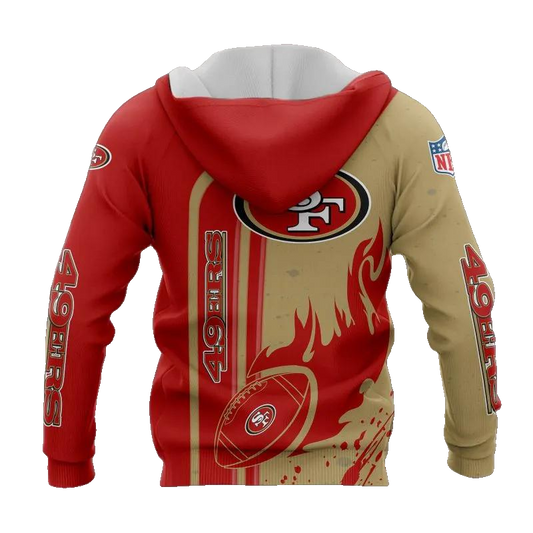 San Francisco 49ers Fire Ball NFL 3D All Over Print Hoodie -Moonbestprint