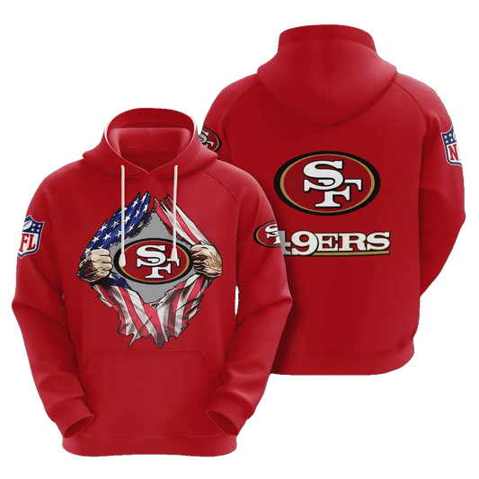 San Francisco 49ers Blood Inside Me Heart NFL 3D All Over Print Hoodie -Moonbestprint