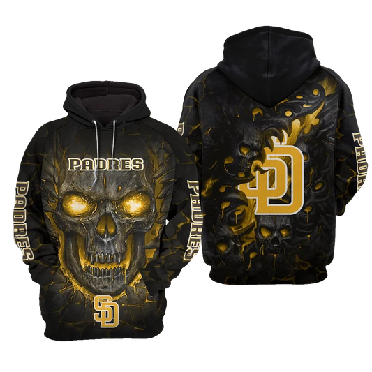 San Diego Padres Lava Skull 3D MLB All Over Print Hoodie -Moonbestprint