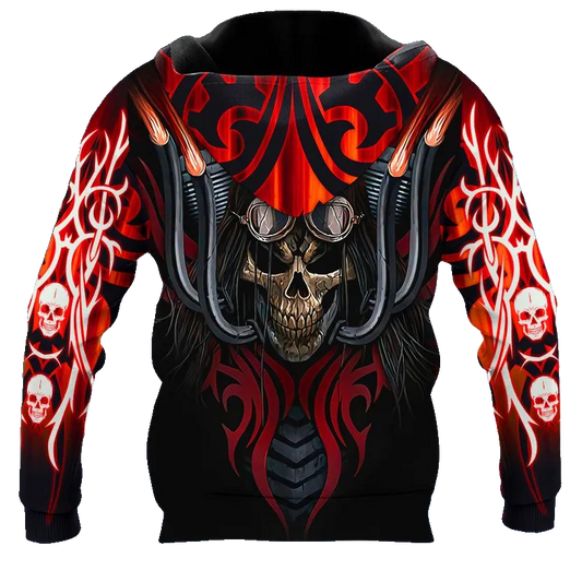 Ride Free Biker Skull 3D All Over Print Hoodie -Moonbestprint