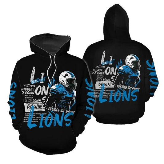 Retro Detroit Lions FootballNFL 3D All Over Print Hoodie -Moonbestprint