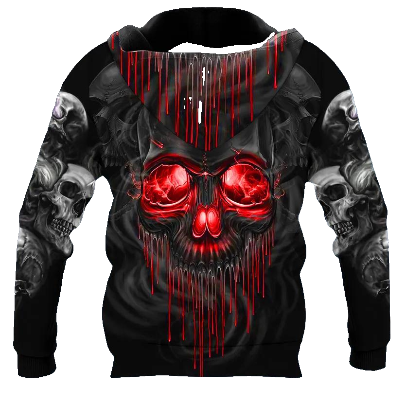 Red Gold Black Horrific Skull 3D All Over Print Hoodie -Moonbestprint