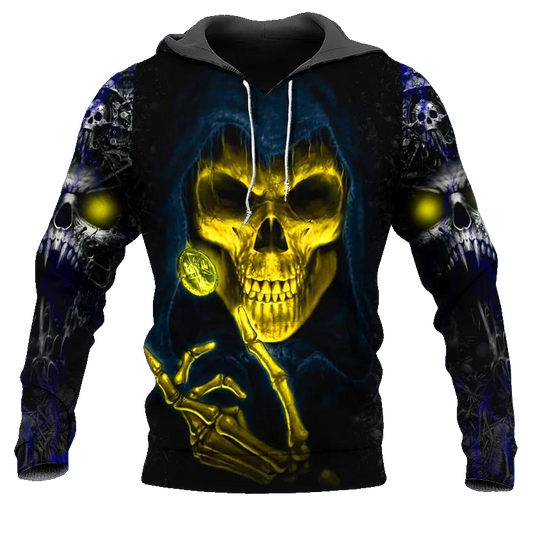 Reaper Front Skull 3D All Over Print Hoodie -Moonbestprint