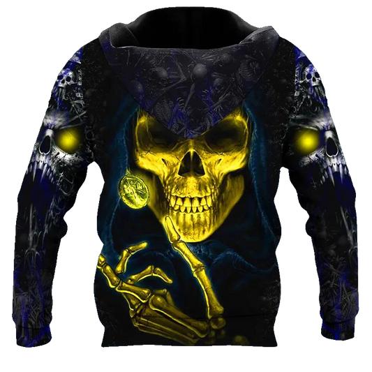 Reaper Front Skull 3D All Over Print Hoodie -Moonbestprint