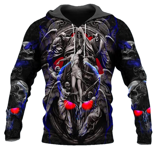 Reaper Doors Skull 3D All Over Print Hoodie -Moonbestprint
