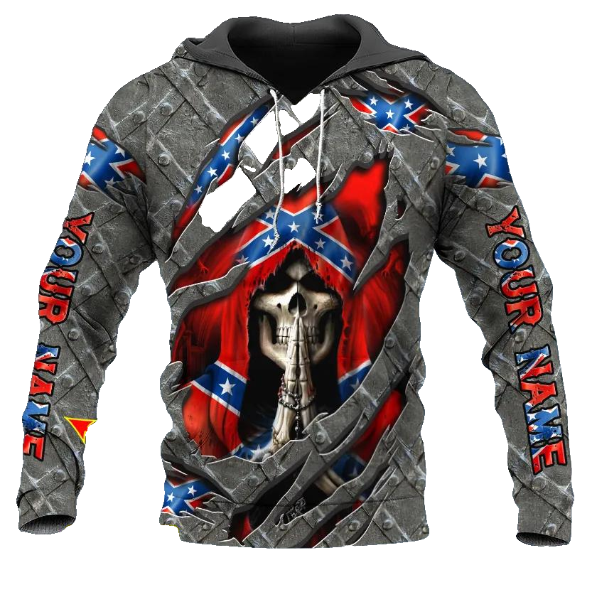 Praying Grim Reaper Patriotic Skull Custom 3D All Over Print Hoodie -Moonbestprint