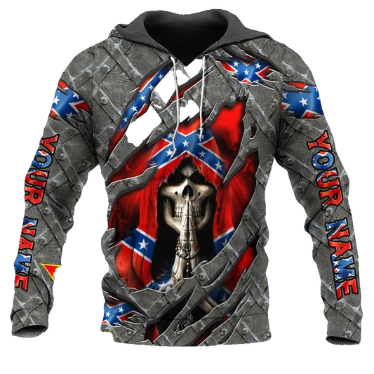 Praying Grim Reaper Patriotic Skull Custom 3D All Over Print Hoodie -Moonbestprint