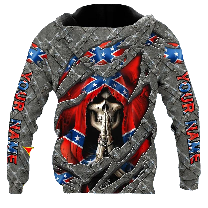 Praying Grim Reaper Patriotic Skull Custom 3D All Over Print Hoodie -Moonbestprint