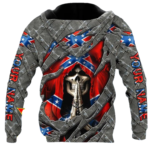Praying Grim Reaper Patriotic Skull Custom 3D All Over Print Hoodie -Moonbestprint