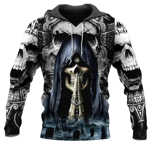 Praying For The Death Skull 3D All Over Print Hoodie -Moonbestprint