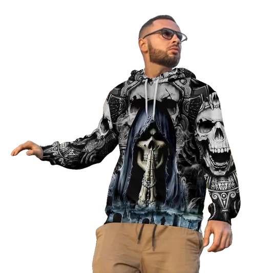 Praying For The Death Skull 3D All Over Print Hoodie -Moonbestprint
