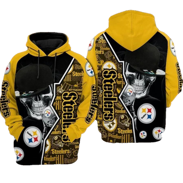 Pittsburgh Steelers Skull Hip Hop NFL 3D All Over Print Hoodie -Moonbestprint