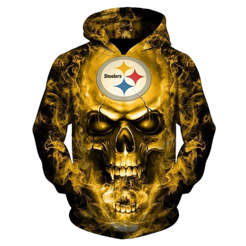 Pittsburgh Steelers Skull Fire NFL 3D All Over Print Hoodie -Moonbestprint