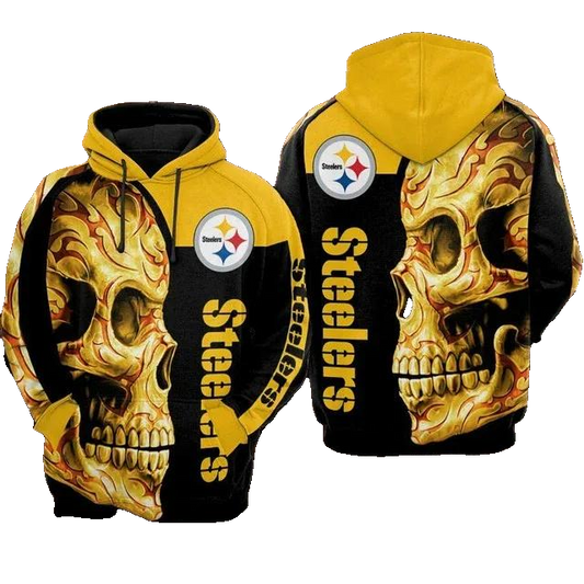 Pittsburgh Steelers SkullNFL 3D All Over Print Hoodie -Moonbestprint