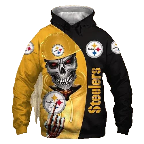 Pittsburgh Steelers Skeleton Hip Hop NFL 3D All Over Print Hoodie -Moonbestprint