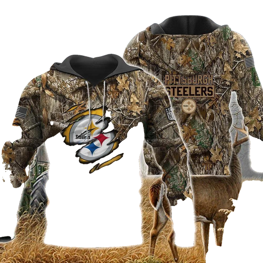 Pittsburgh Steelers Realtree Hunting Camo NFL 3D All Over Print Hoodie -Moonbestprint