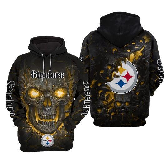 Pittsburgh Steelers Lava Skull NFL 3D All Over Print Hoodie -Moonbestprint