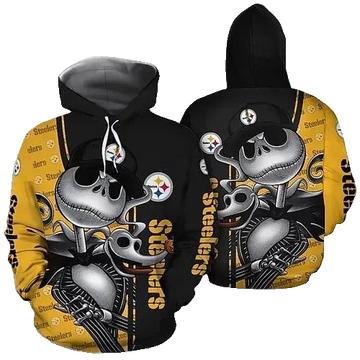 Pittsburgh Steelers Jack Skellington NFL 3D All Over Print Hoodie -Moonbestprint