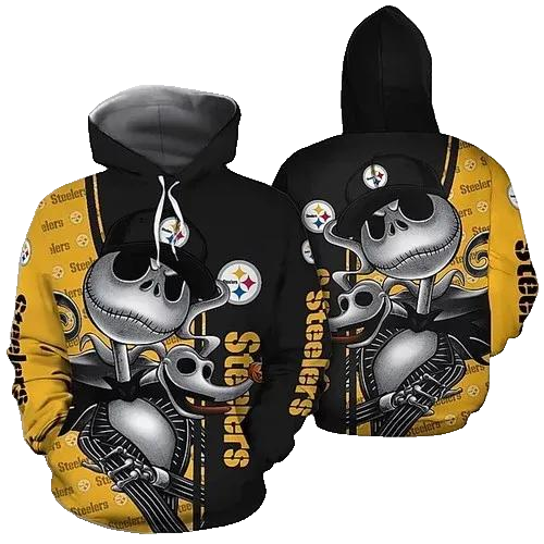 Pittsburgh Steelers Jack Skellington NFL 3D All Over Print Hoodie -Moonbestprint