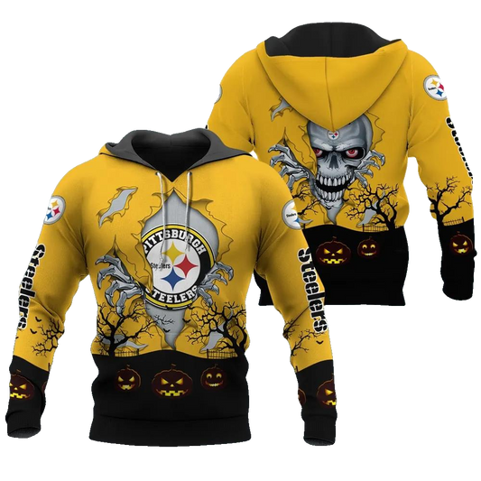Pittsburgh Steelers Halloween 3D NFL All Over Print Hoodie -Moonbestprint