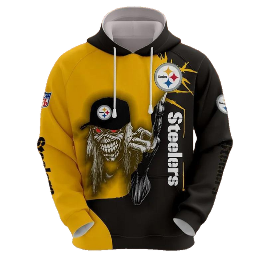 Pittsburgh Steelers Eddie Iron Maiden NFL 3D All Over Print Hoodie -Moonbestprint