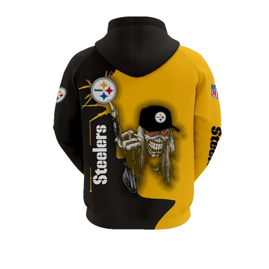 Pittsburgh Steelers Eddie Iron Maiden NFL 3D All Over Print Hoodie -Moonbestprint