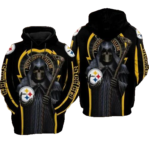 Pittsburgh Steelers Death NFL 3D All Over Print Hoodie -Moonbestprint
