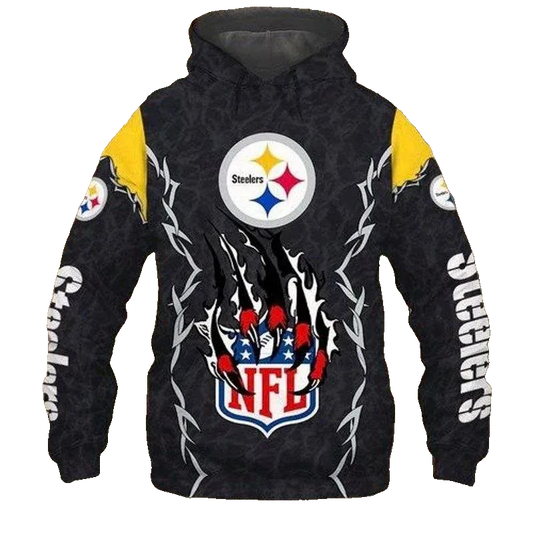 Pittsburgh Steelers Claws NFL 3D All Over Print Hoodie -Moonbestprint