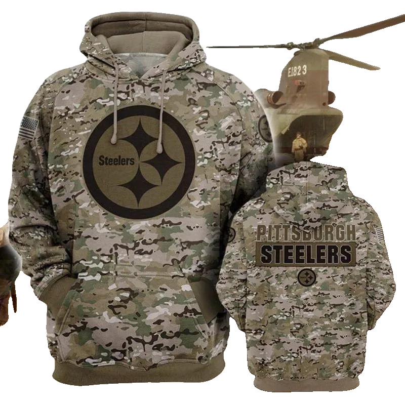 Pittsburgh Steelers Camo NFL 3D All Over Print Hoodie -Moonbestprint