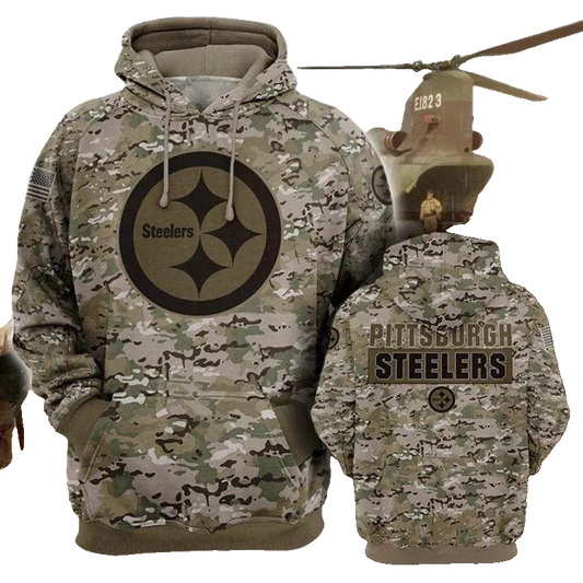Pittsburgh Steelers Camo NFL 3D All Over Print Hoodie -Moonbestprint