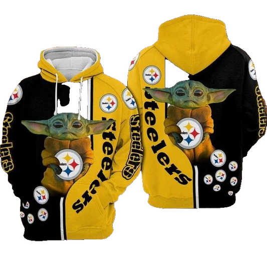 Pittsburgh Steelers Baby YodaNFL 3D All Over Print Hoodie -Moonbestprint