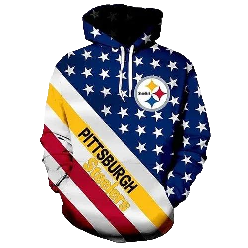 Pittsburgh Steelers American FlagNFL 3D All Over Print Hoodie -Moonbestprint