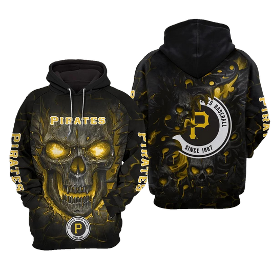 Pittsburgh Pirates Lava Skull 3D MLB All Over Print Hoodie -Moonbestprint