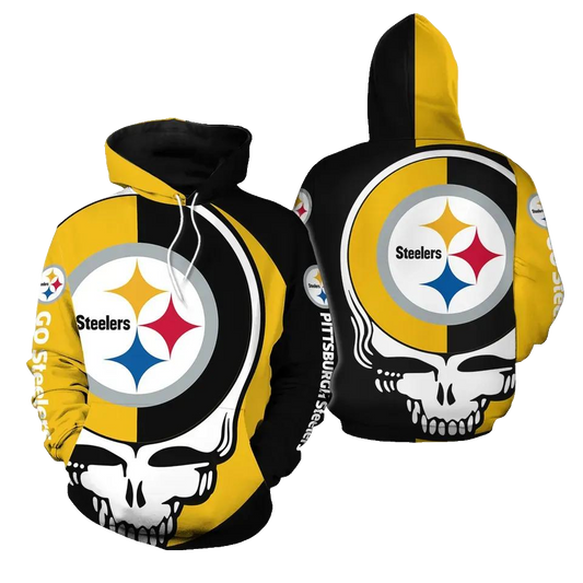 Pittsburgh Football Team Steelerss Grateful Dead NFL 3D All Over Print Hoodie -Moonbestprint