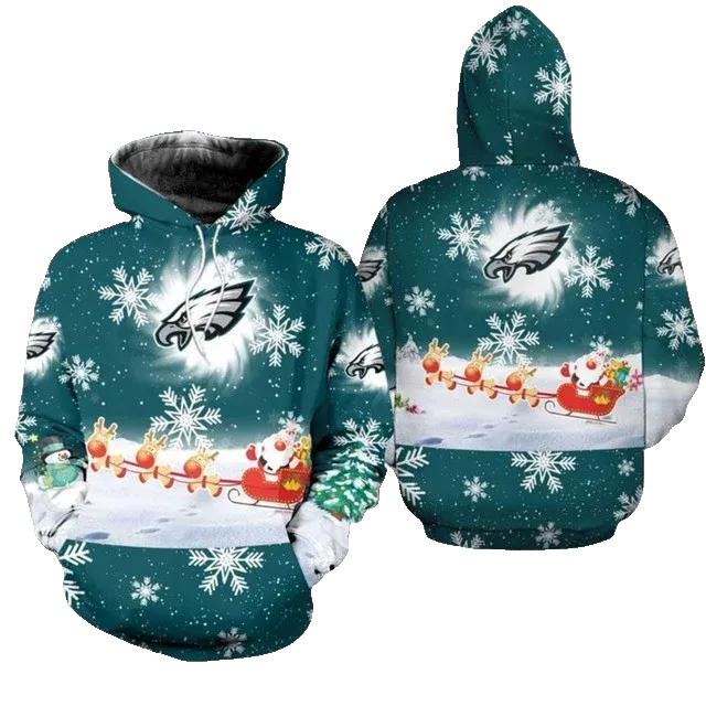 Philadelphia Eagles Christmas NFL 3D All Over Print Hoodie -Moonbestprint
