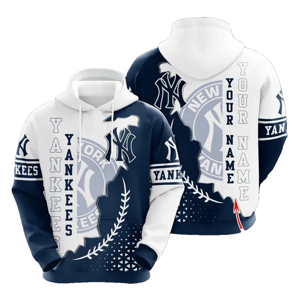Personalized New York Yankees Laurel Wreath 3D MLB All Over Print Hoodie -Moonbestprint