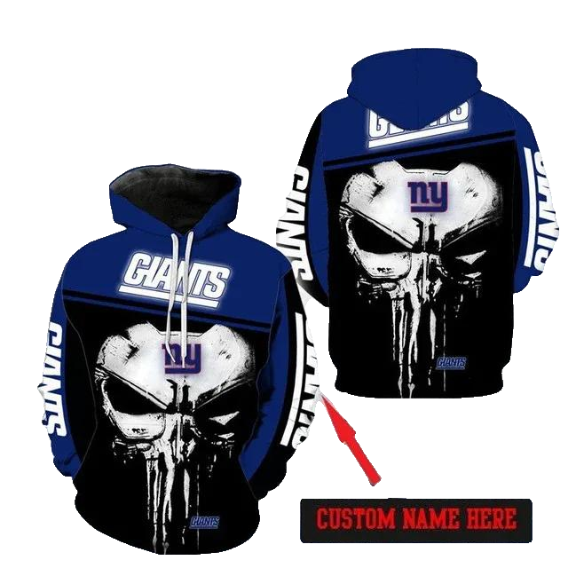 Personalized New York Giants Skull NFL 3D All Over Print Hoodie -Moonbestprint