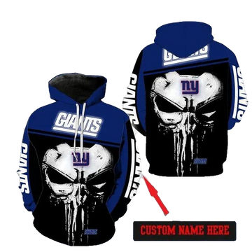 Personalized New York Giants Skull NFL 3D All Over Print Hoodie -Moonbestprint