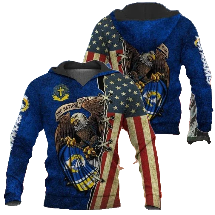 One Nation Under God Los Angeles Rams NFL 3D All Over Print Hoodie -Moonbestprint