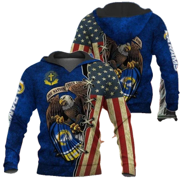 One Nation Under God Los Angeles Rams NFL 3D All Over Print Hoodie -Moonbestprint
