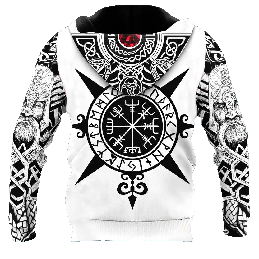 Odin Yinyang Werewolves Viking Compass Tattoo 3D All Over Print Hoodie -Moonbestprint