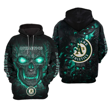 Oakland Athletics Lava Skull 3D MLB All Over Print Hoodie -Moonbestprint