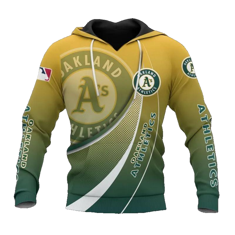 Oakland Athletics Big Logo MLB All Over Print Hoodie -Moonbestprint