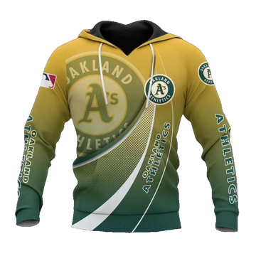Oakland Athletics Big Logo MLB All Over Print Hoodie -Moonbestprint