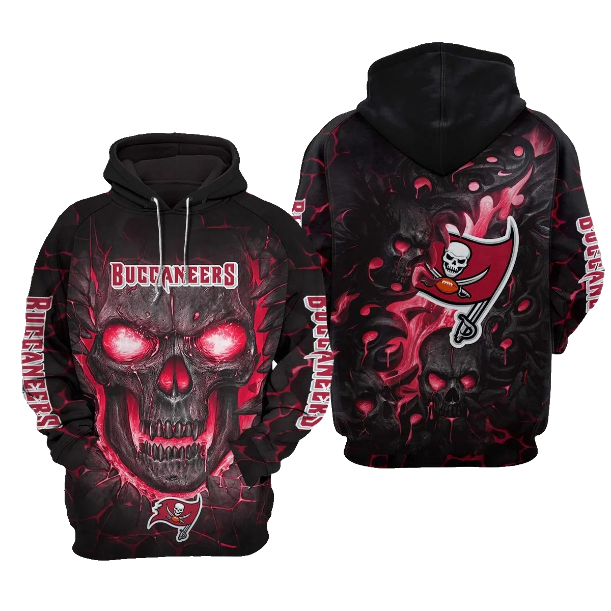 NFL Tampa Bay Buccaneers Lava Skull NFL 3D All Over Print Hoodie -Moonbestprint