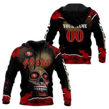 NFL San Francisco 49ers Skull Personalized NFL 3D All Over Print Hoodie -Moonbestprint