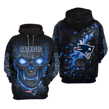 NFL New England Patriots Lava Skull NFL 3D All Over Print Hoodie -Moonbestprint