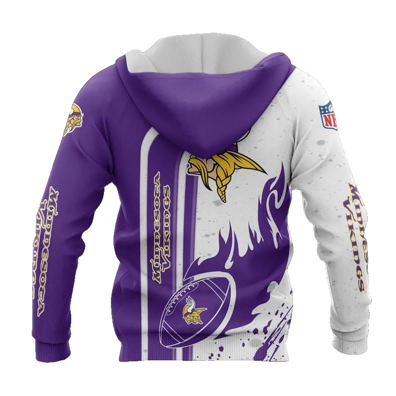 NFL Minnesota Vikings Fire Ball NFL 3D All Over Print Hoodie -Moonbestprint